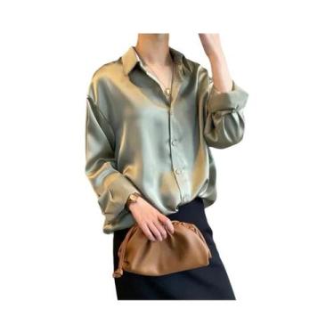 Imagem de Blusa Casual Feminina De Manga Longa Para Primavera E Outono Com Gola 