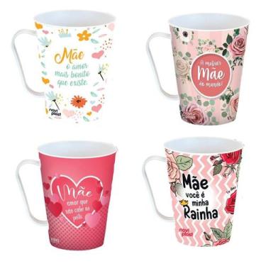 Imagem de Kit 24 Canecas 430ml Plastico Lembrancinhas Presente Dia Das Mães Mae 