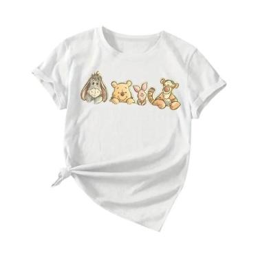 Imagem de Camiseta Feminina Disney Winnie the Pooh Tigger Piglet Eeyore De Manga