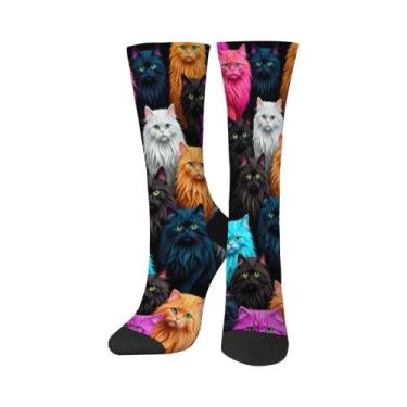 Imagem de Meias Divertidas Unissex Estilo Harajuku Com Estampa De Gato Fofo, Que