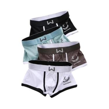 Imagem de Cuecas Boxer Masculinas De Algodão Respirável Com Design U-Convexo E E