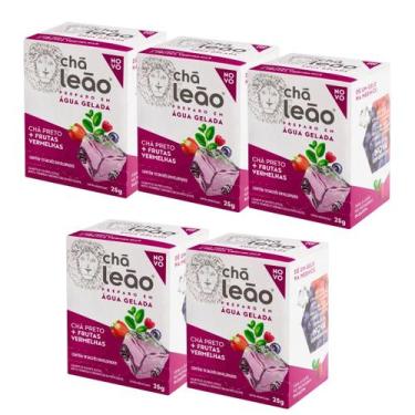 Imagem de Kit 5 Chá Leão Preto e Frutas Vermelhas 10 Sachês Gelado 25g