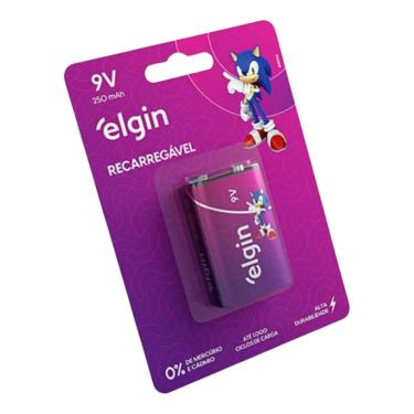Imagem de Bateria Alcalina 9V Elgin Recarregável Cartela com 1 Unidade