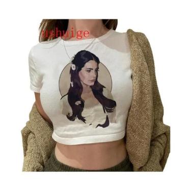 Imagem de Camiseta Vintage Feminina Harajuku De Manga Curta, Lana Del Rey Ldr, G