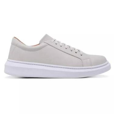 Imagem de Tenis Casual Sneaker Masculino Couro Bovino Legítimo Sola Alta Sapatên
