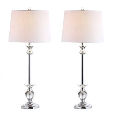 Imagem de Abajur Luminária de Mesa em Cristal e Metal, Estilo Contemporânea com 83 cm de Altura para Quarto, Sala de Estar e Escritório, 2 Un