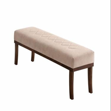 Imagem de Puff Redondo em Veludo 100cm Theo para Sala de Estar e Quarto Bege/Imbuia