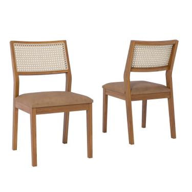 Imagem de Conjunto 2 Cadeiras para Sala de Jantar em Madeira Tauari Tamarindo Madeira/Kaki