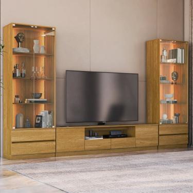 Imagem de Estante para Tv 84 Polegadas e 2 Cristaleiras Liz Yescasa Carvalho