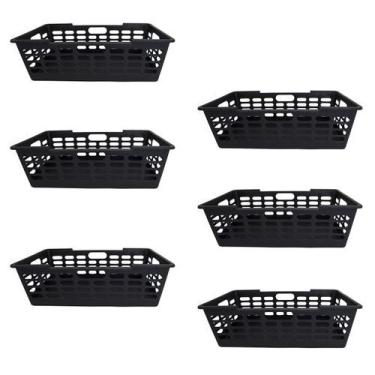 Imagem de Kit 6 Cesto Multiuso Grande Atenas Preto 29x15x51Cm 25463 - Arqplast