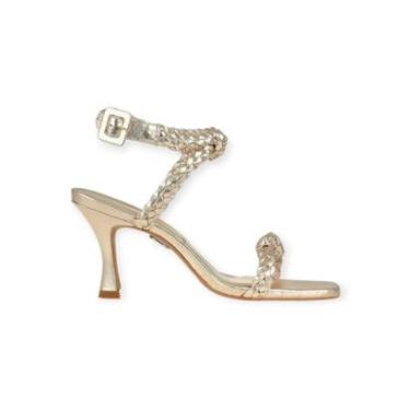 Imagem de Sandália Uza Shine Salto Médio Ligth Gold Ouro Claro- C27AC741A023-Feminino