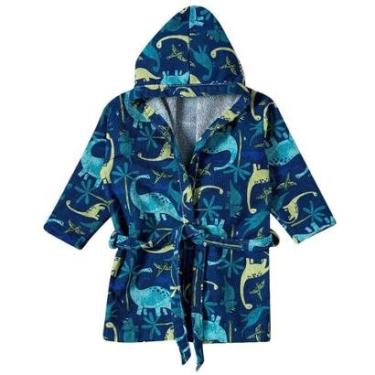 Imagem de Roupão Praia Infantil Atoalhado com Capuz Dino Floresta Marinho Tip Top-Masculino