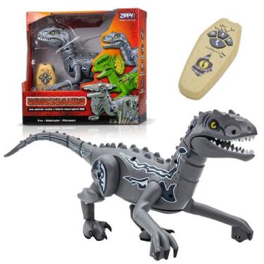 Imagem de Boneco Dinossauro Com Controle Remoto Recarregável Infantil Luz e Som 