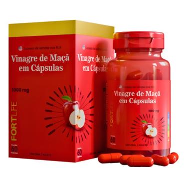 Imagem de Vinagre De Maça Em Cápsulas 1000mg Fortlife 100% Orgânico Sabor Sem Sabor