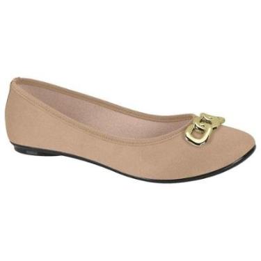 Imagem de Sapatilha Feminina Bico Redondo Camurça Bege Moleca 5726.114-Feminino