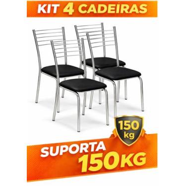 Imagem de Conjunto 4 cadeiras Ipanema cromada para cozinha-Assento sintético pre