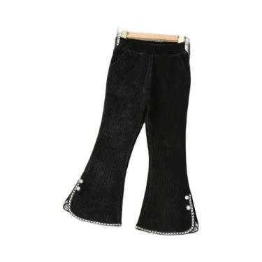 Imagem de Calças Flare De Inverno Para Meninas Em Chenille Com Forro De Lã E Det