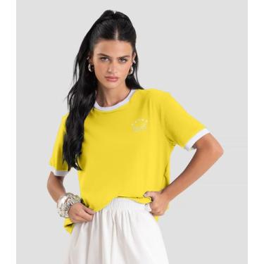 Imagem de Camiseta Feminina em Meia Malha Brasil Dianna Amarelo, PP, Amarelo