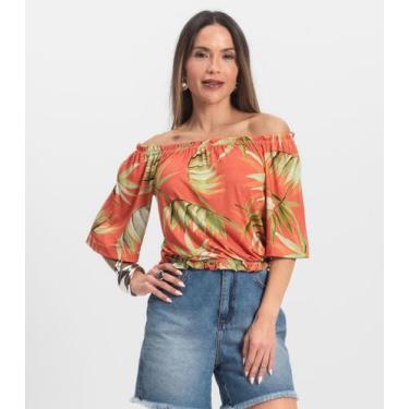 Imagem de Blusa Feminina Ciganinha Infinita Cor Laranja, G, Laranja