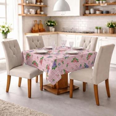 Imagem de Toalha de Cozinha Oxford 1,45 x 1,45 Estampada Quadrada Mesa para 4 Ca