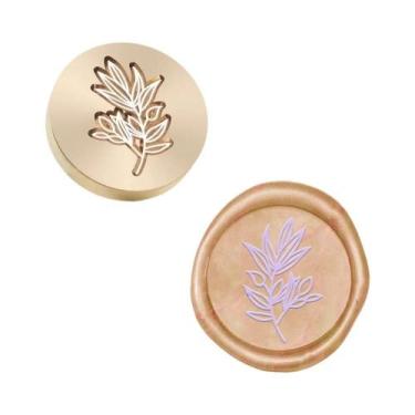 Imagem de Carimbos De Cera Em Formato De Coração Com Folha De Oliveira E Flor, C