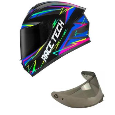 Imagem de Capacete Race Tech Hit Spark Preto e Cinza Mais Viseira Fumê Tamanho:5