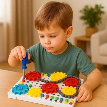 Imagem de Kit Ferramenta Infantil Engrenagens Quebra Cabeça Peças Montar Brinque