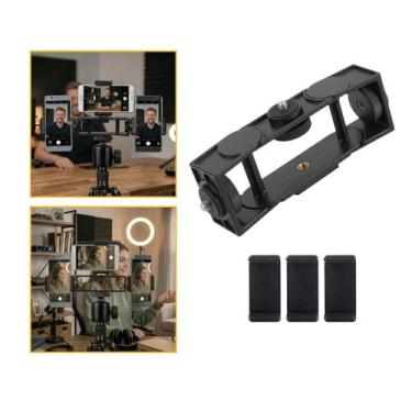 Imagem de Suporte Triplo de Celular para Tripé com 3 Suportes Individuais Tpfoto