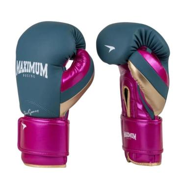 Imagem de Luva Boxe Muay Thai Profissional Cor Azul Com Rosa Maximum-Unissex