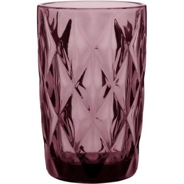 Imagem de Copo Long Drink 13X8X8Cm 370Ml Vidro Rosa 6Pç - NH