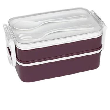 Imagem de Marmita Pote Lancheira 2 Andares Bento Box 900ml Porta Talher - Koisas