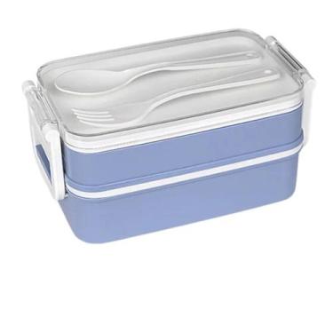Imagem de Marmita Pote Lancheira 2 Andares Bento Box 900ml Porta Talher - Koisas