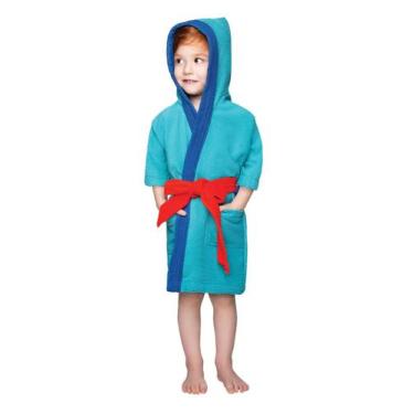Imagem de Roupão de banho/piscina c/ capuz lepper menina(o) infantil, Menino, Az