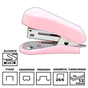 Imagem de Grampeador Tilibra G101 Rosa Claro Mini Plástica 5,8cm 26/6 Ou 24/6 At