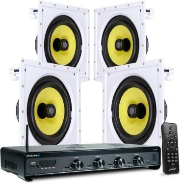 Imagem de Kit Som Ambiente Bluetooth 4500 + 4 Caixas De Som Embutir - Frahm