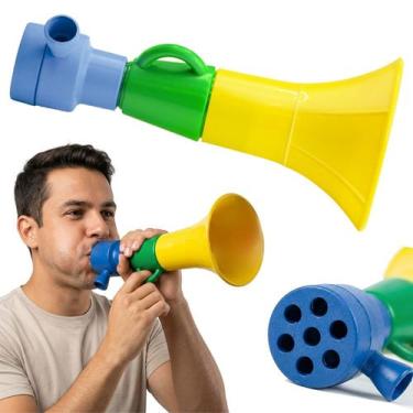 Imagem de Corneta N2 De Assoprar 19 Cm Vuvuzela Verde Amarelo Torcida Copa Do Mu