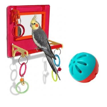Imagem de Brinquedo Multiplay Diversão c/ Poleiro Espelho + 1 Bolinha Guizo- Pas