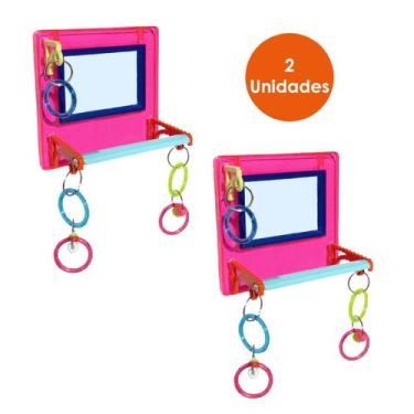 Imagem de 2 Brinquedo Multiplay Diversão c/ Poleiro e Espelho Bird Toy Playgroun