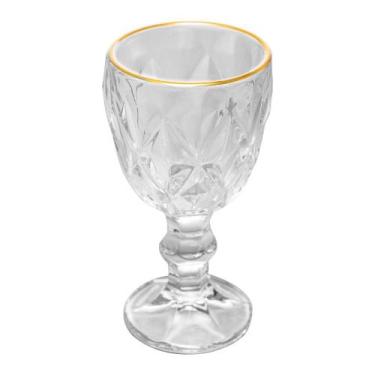 Imagem de Taça de Licor Diamond de Vidro com Fio de Ouro 60ml - Lyor