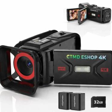 Imagem de Filmadora 4K ULTRA HD WebCam Tela 3 Zoom 18x 64MPX Bateria + Cartão 32