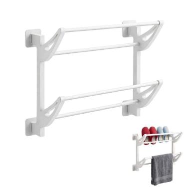 Imagem de Suporte Organizador Sapatos e Toalhas BSL3913 Parede Multiuso Branco Braslu