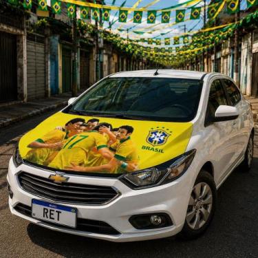 Imagem de Capa Capô Brasil Torcedor Carro Universal Seleção Copa Mundo - Genéric