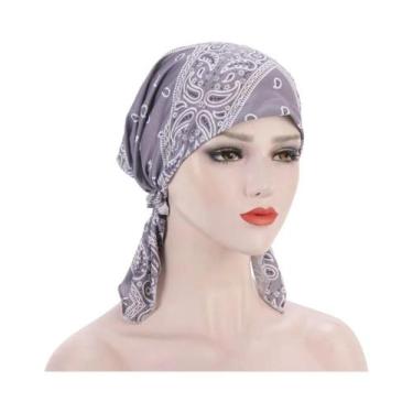 Imagem de Turbante Muçulmano Com Estampa Moderna, Lenço De Cabeça Com Cauda Long
