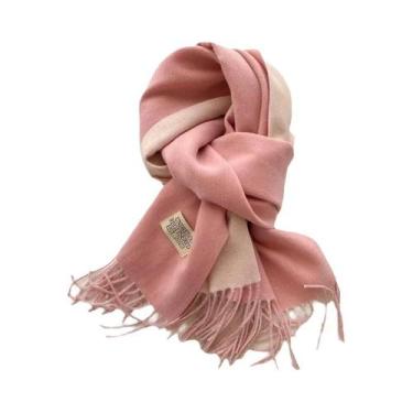 Imagem de Cachecol De Cashmere Dupla Face Quente Com Franjas Em Diferentes Cores