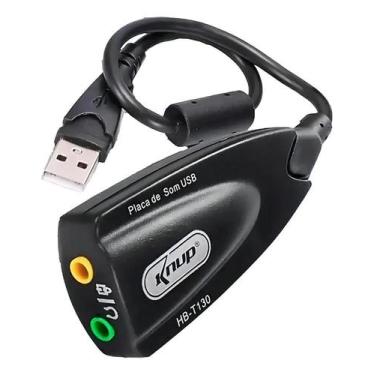 Imagem de Adaptador USB Placa de Som Externa 7.1 Knup Preto 4 Portas - Congratul
