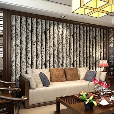 Imagem de QIHANG Papel de parede chinês moderno imitação de madeira rolos árvores vinil cozinha papel de parede nostalgia mediterrânea decoração para casa 20,8" (0,53 m) x 393,7" (10 m) (cinza)