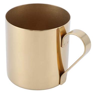 Imagem de AUNMAS Caneca de coquetel de 400 ml de aço inoxidável 304 cerveja café água copo copo de bebida bar com alça saudável e aço inoxidável, durável (dourado)