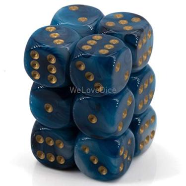 Imagem de Chessex DND Dice Set-Chessex D&D Dice-16mm Phantom Teal and Gold Plastic Polyhedral Dice Set-Dungeons and Dragons Dice ludes 12 Dice – D6, Various (CHX27689)