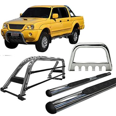 Imagem de Kit Quebra Mato +Estribo +Santo Anto Duplo L200 2004 Cromado