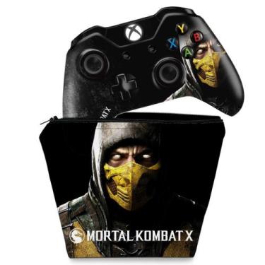 Imagem de Capa Case E Skin Compatível Xbox One Fat Controle - Mortal Kombat X -